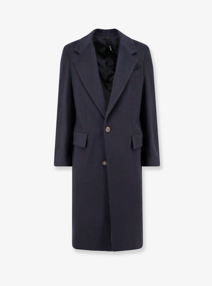 Hevo Cashmere Coat With Satin Lining Blu