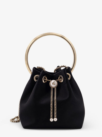 Jimmy Choo Bonbon Mirrored Fabric Bucket Bag Uni Black Light Gold