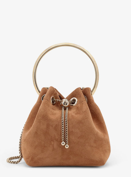 Jimmy Choo Bonbon Mirrored Fabric Bucket Bag Uni Toffee Light Gold