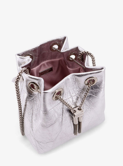 Jimmy Choo Bonbon Mirrored Fabric Bucket Bag