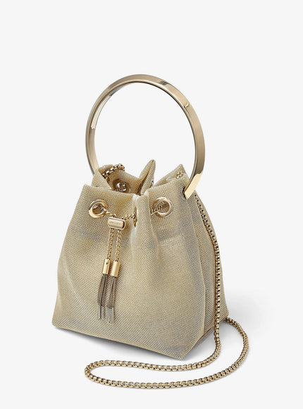 Jimmy Choo Bonbon Mirrored Fabric Bucket Bag