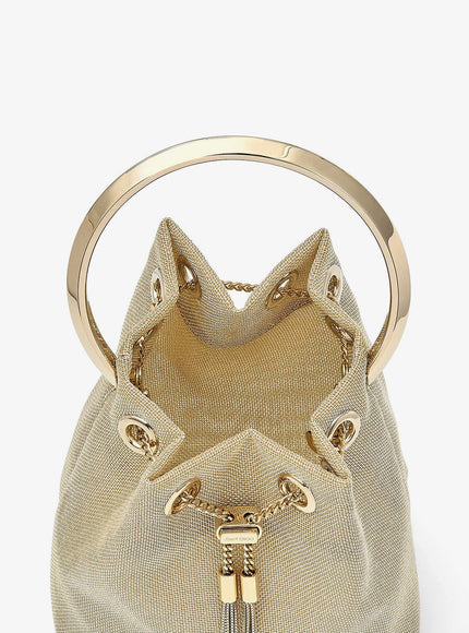Jimmy Choo Bonbon Mirrored Fabric Bucket Bag