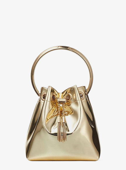 Jimmy Choo Bonbon Mirrored Fabric Bucket Bag Uni Oro