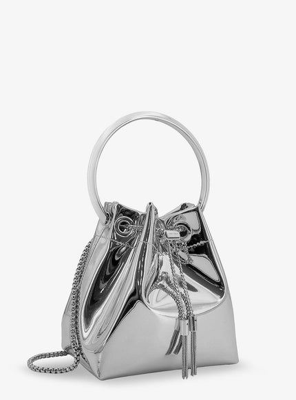 Jimmy Choo Bonbon Mirrored Fabric Bucket Bag