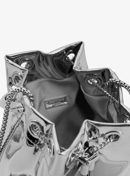 Jimmy Choo Bonbon Mirrored Fabric Bucket Bag