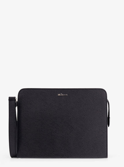 Kiton Ciro Paone Leather Clutch Uni Nero