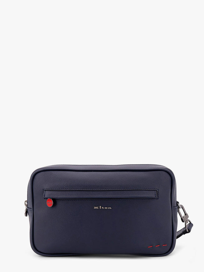 Kiton Ciro Paone Leather Clutch Uni Blu