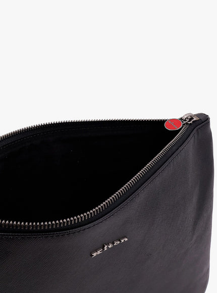 Kiton Ciro Paone Nylon Clutch Bag With Iconic Logo Embroidery