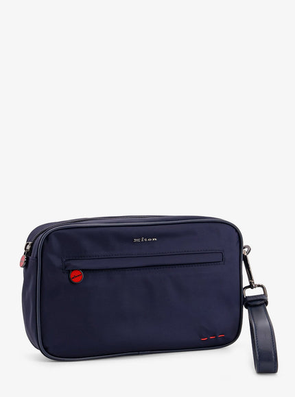 Kiton Ciro Paone Nylon Clutch Bag With Iconic Logo Embroidery