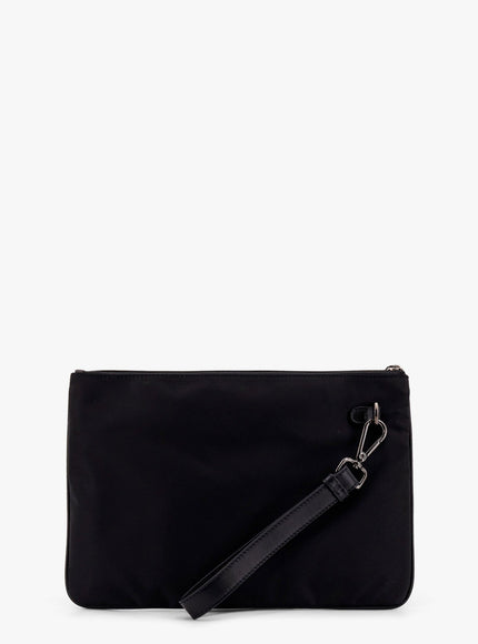 Kiton Ciro Paone Nylon Clutch Bag With Metal Lettering Logo