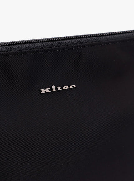 Kiton Ciro Paone Nylon Clutch Bag With Metal Lettering Logo