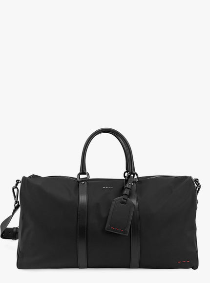 Kiton Ciro Paone Nylon Duffle Bag With Leather Inserts Uni Nero