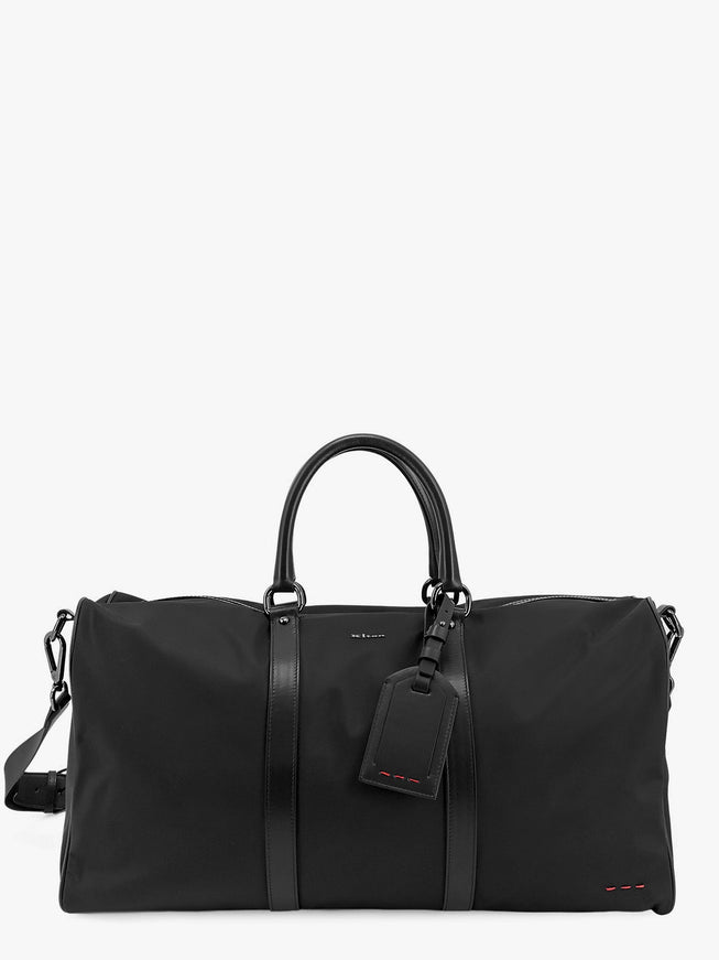 Kiton Ciro Paone Nylon Duffle Bag With Leather Inserts Uni Nero