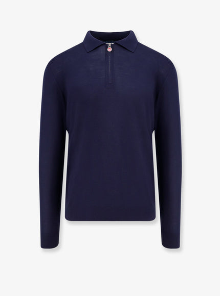 Kiton Ciro Paone Wool Polo Shirt Blu
