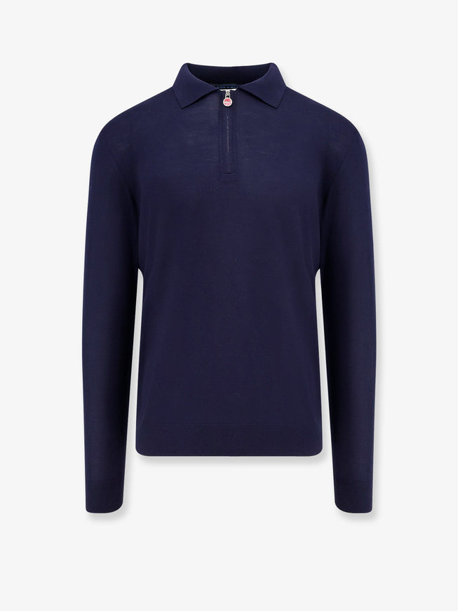 Kiton Ciro Paone Wool Polo Shirt Blu