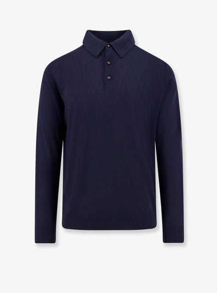 Kiton Ciro Paone Wool Polo Shirt Blu