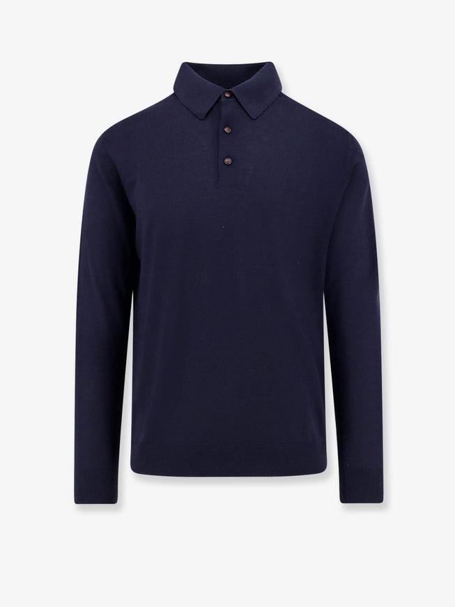 Kiton Ciro Paone Wool Polo Shirt Blu