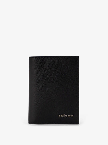 Kiton Ciro Paone Leather Passport Holder Uni Nero
