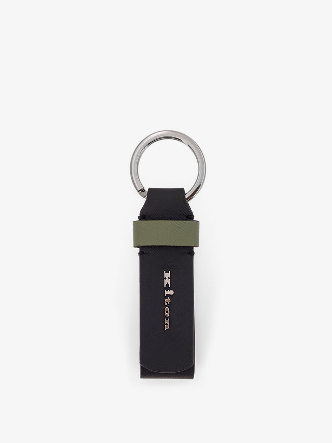 Kiton Ciro Paone Leather Keyring Uni Nero Verde