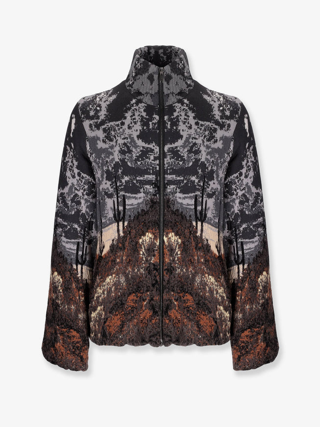 Laneus Knitted Cotton And Wool Jacket Cioccolato