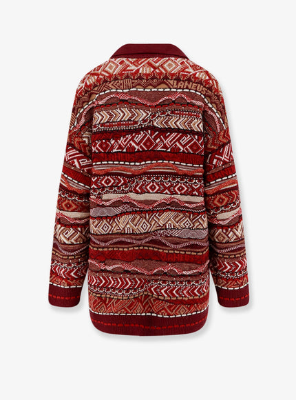 Laneus Polo Sweater With Multicolored Inlays