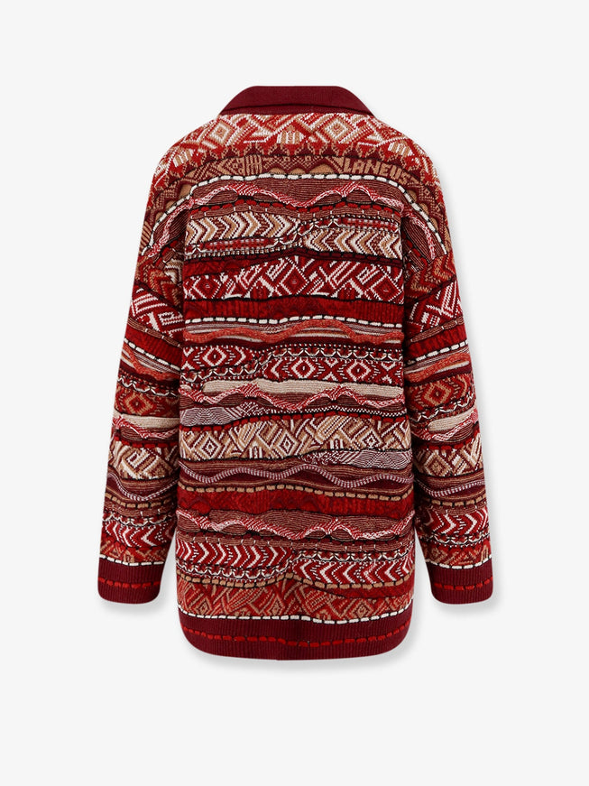 Laneus Polo Sweater With Multicolored Inlays