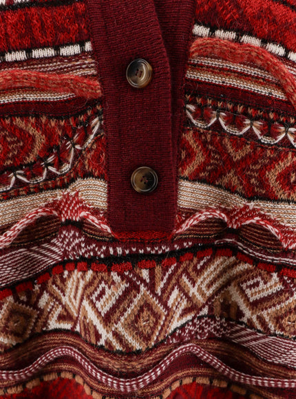 Laneus Polo Sweater With Multicolored Inlays