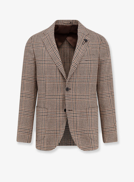 Lardini Madras Wool Blend Blazer Marrone