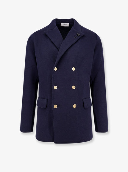 Lardini Knitted Blazer With Iconic Brooch Blu