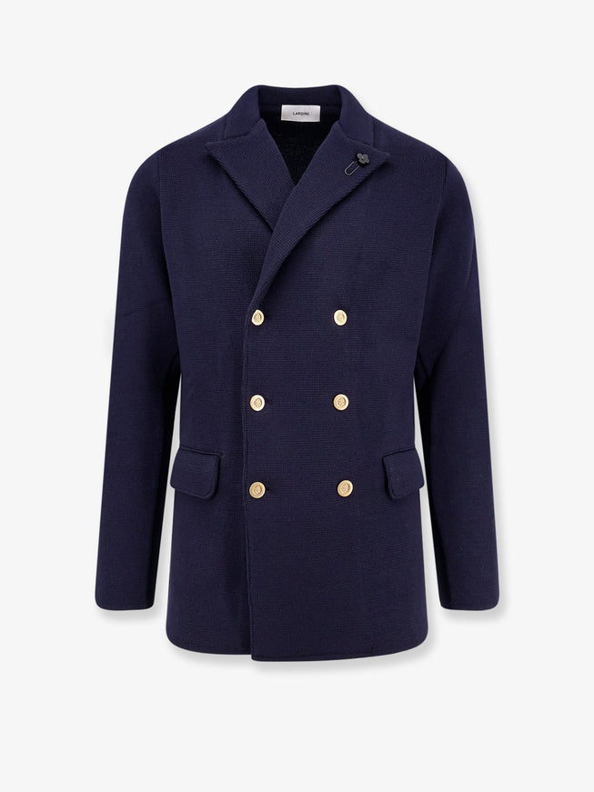 Lardini Knitted Blazer With Iconic Brooch Blu
