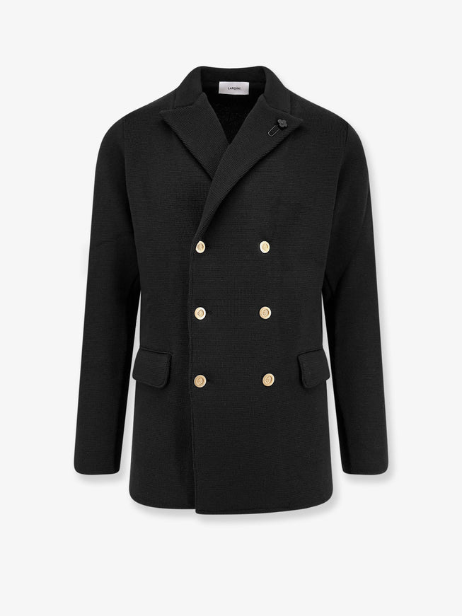 Lardini Knitted Blazer With Iconic Brooch Nero