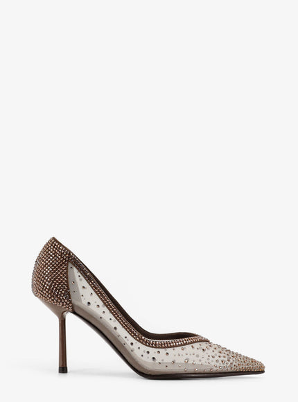 Le Silla Nicole Mesh Pumps With Rhinestones Wall
