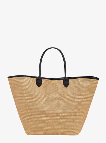 Longchamp Paris Le Panier Pliage Raffia And Leather Shoulder Bag