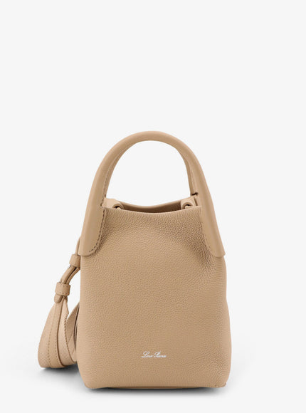 Loro Piana Bale Micro Leather Bucket Bag Uni Light Mastic