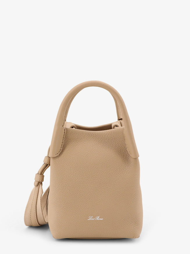 Loro Piana Bale Micro Leather Bucket Bag Uni Light Mastic