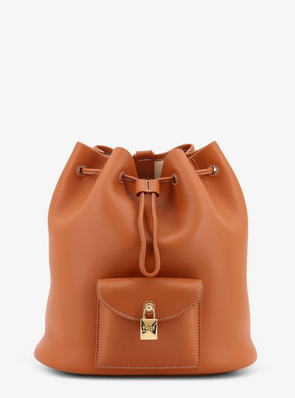 Loro Piana Extra Drawstring L27 Leather Backpack Uni Warm Tan Sun Gold