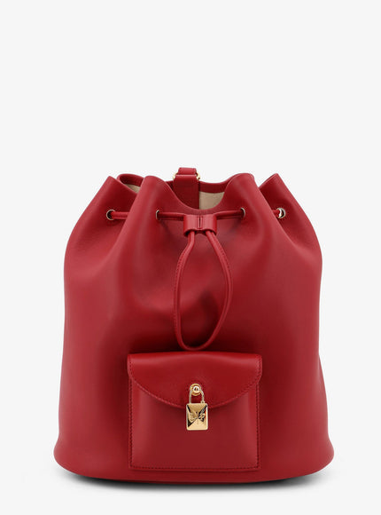 Loro Piana Extra Drawstring L27 Leather Backpack Uni Frozen Redcurrant Sun Gold