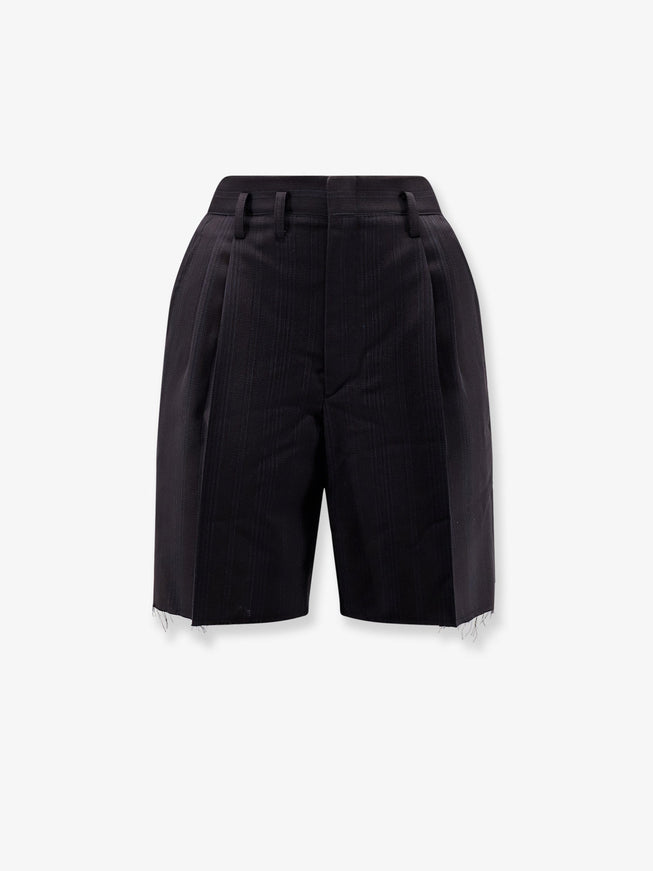 Maison Margiela Striped Virgin Wool Shorts Black Blue