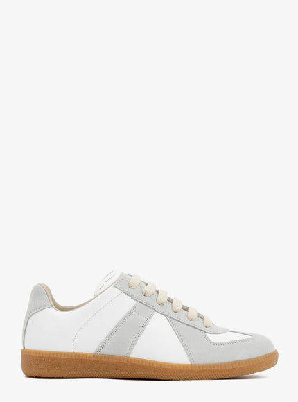 Maison Margiela Replica Low-Top Leather Sneakers With Suede Inserts Dirty White