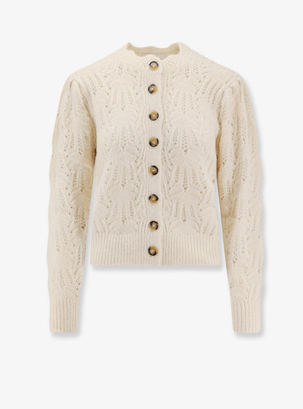 Marant Etoile Maxine Perforated Alpaca Blend Cardigan Ecru