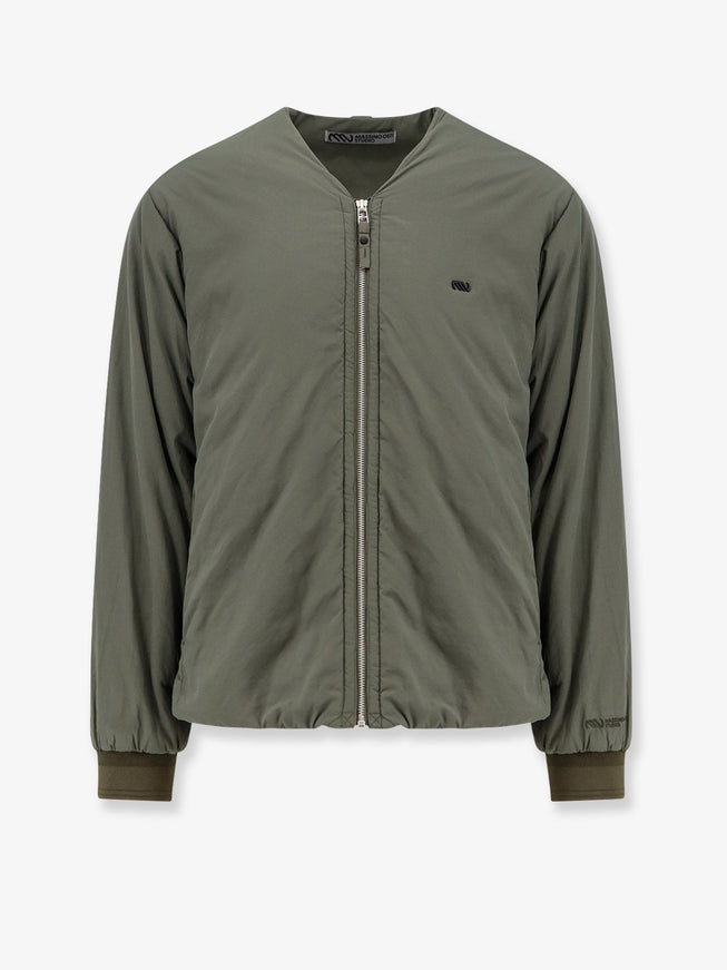 Massimo Osti Nylon Jacket With Metal Logo Patch On The Front Tarmac