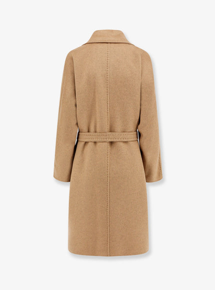 Max Mara Valle Cashmere Coat With Belt At Waist