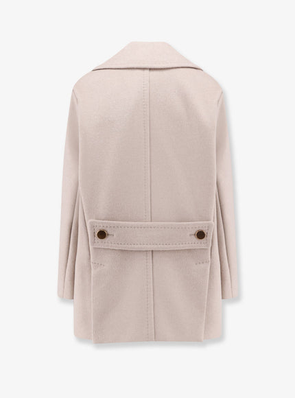 Max Mara Berta Cashmere Peacoat With Gold Metal Buttons