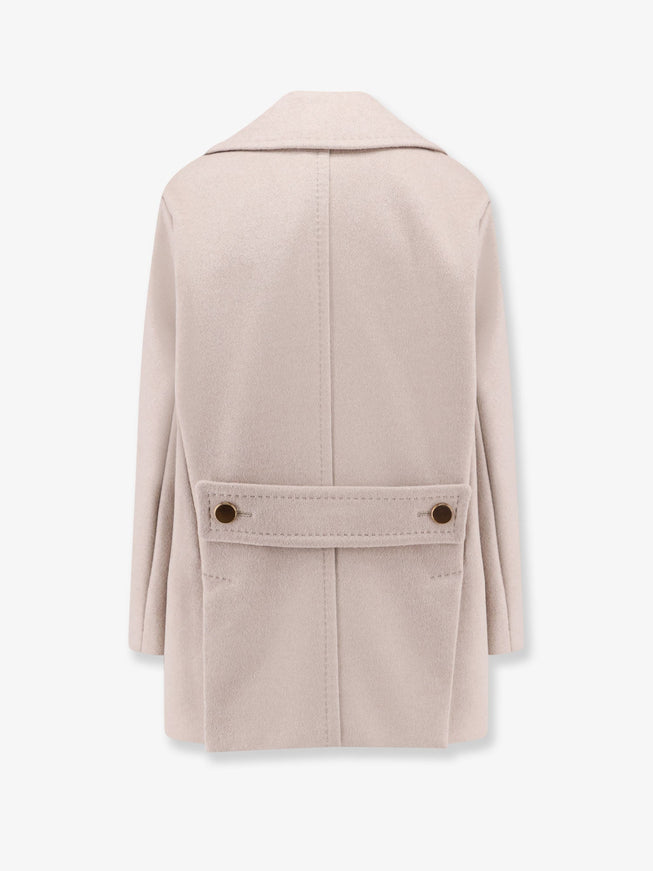 Max Mara Berta Cashmere Peacoat With Gold Metal Buttons