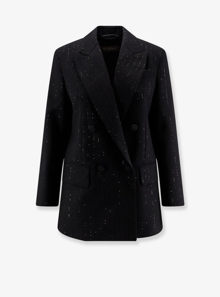 Max Mara Appia Virgin Wool Blazer With Sequins Nero