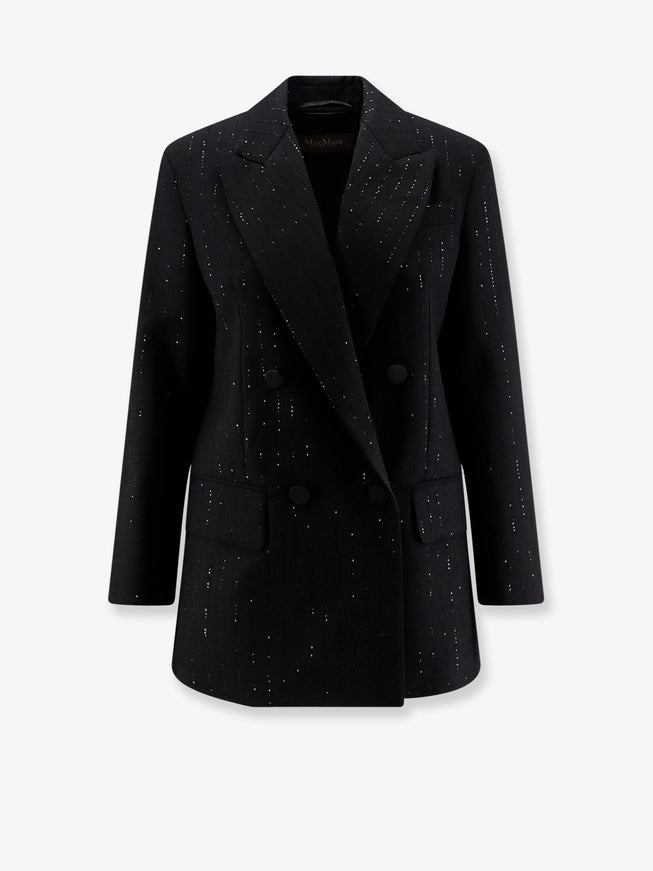 Max Mara Appia Virgin Wool Blazer With Sequins Nero