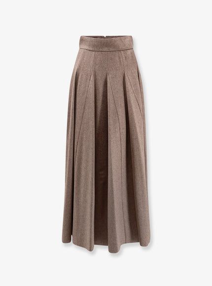 Max Mara Bellico Virgin Wool Long Skirt Nocciola