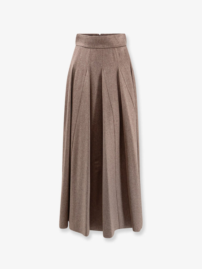 Max Mara Bellico Virgin Wool Long Skirt Nocciola