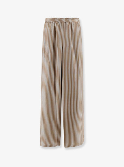 Max Mara Ladino Striped Silk Trousers Nocciola