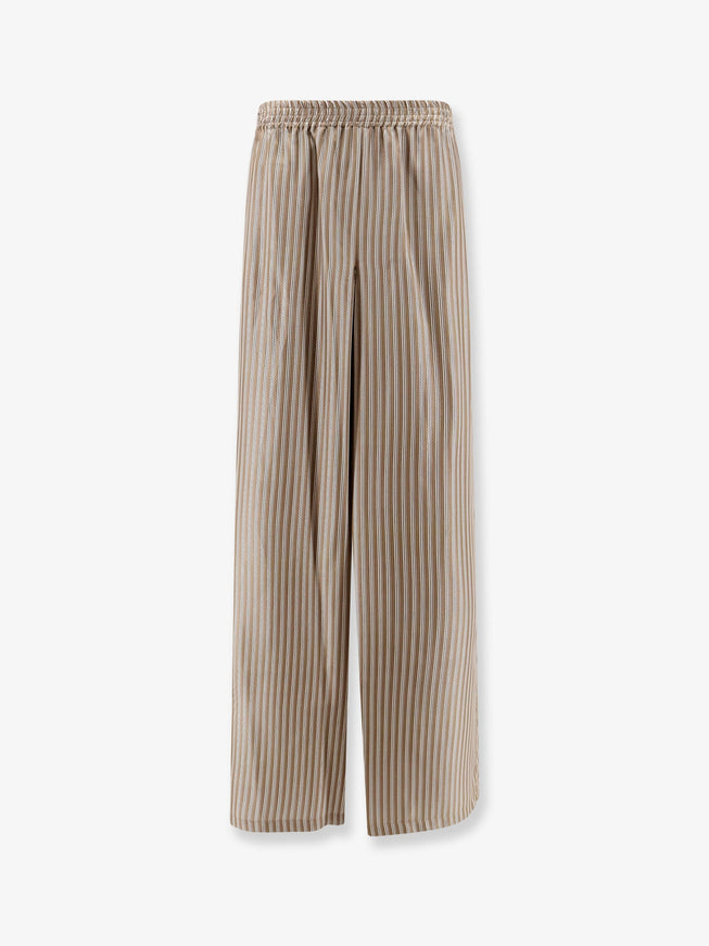 Max Mara Ladino Striped Silk Trousers Nocciola